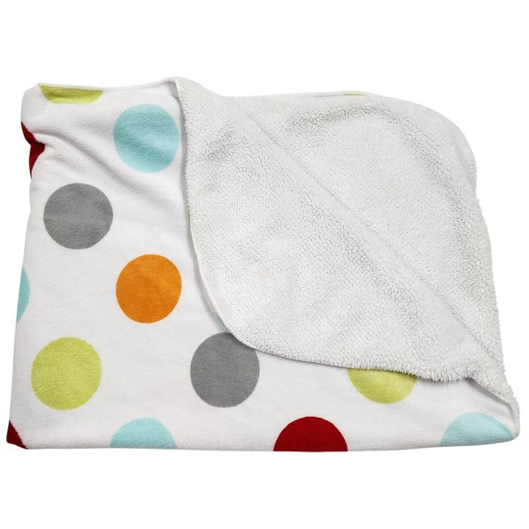 Y2K VTG Circo Baby Blanket Plush White Multi Color Polka Dot Red Orange Green